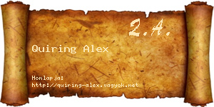 Quiring Alex névjegykártya